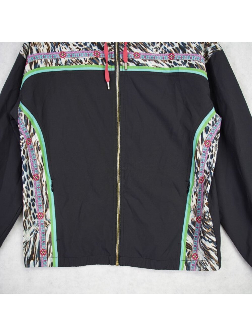 Johnny Was Bee Active Womens Full Zip Jacket Sz Small Leopard & Floral Accents - Picture 4 of 10